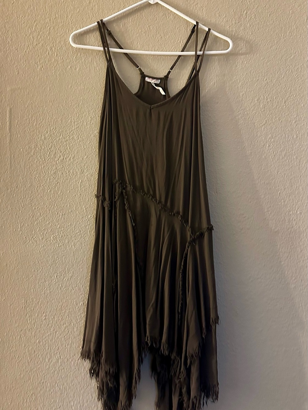 Flowy Grey Handkerchief Hem Slip Dress